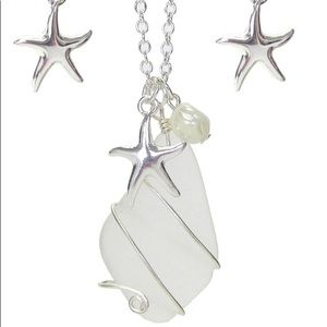 3/$40 Wire wrap sea glass jewelry set - starfish